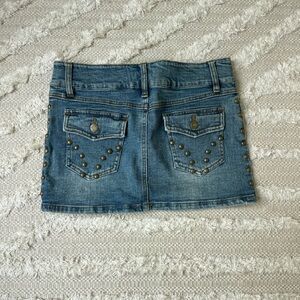 Studded Blue Denim Women's low rise skirt